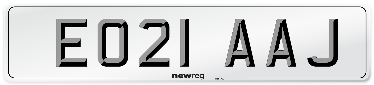 EO21 AAJ Number Plate from New Reg